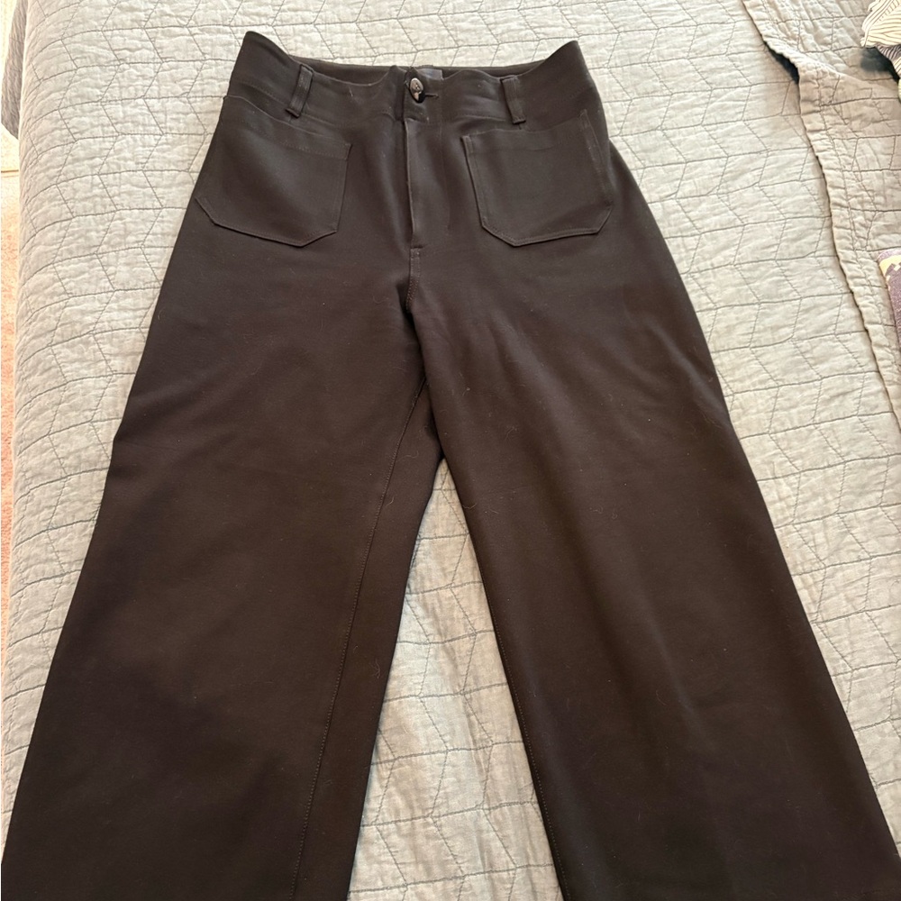 Anthropologie Maeve The Colette Ponte Crop Wide Leg Pant Black Size 29